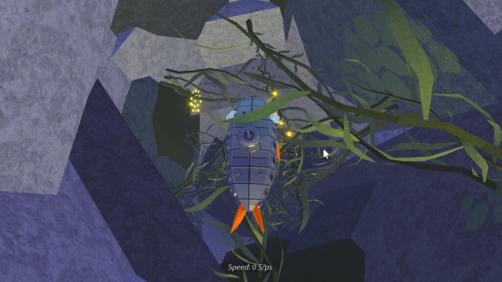 Feature image for our Fisch Veil Of The Forsaken Bestiary guide. It shows a screen of the player's submarine descending through the seaweed into Mariana's Veil.
