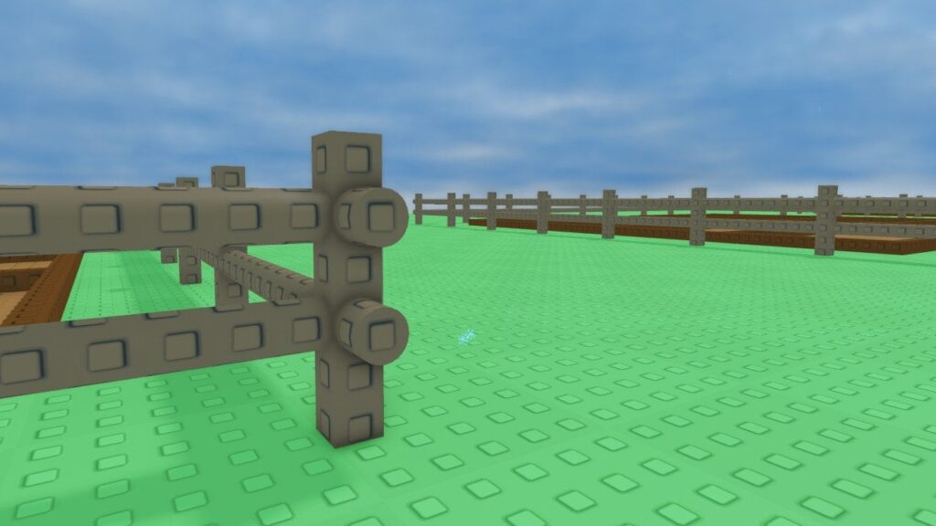 Feature image for our guide on the Grow A Garden crafting update. It shows some wooden fences in-game.