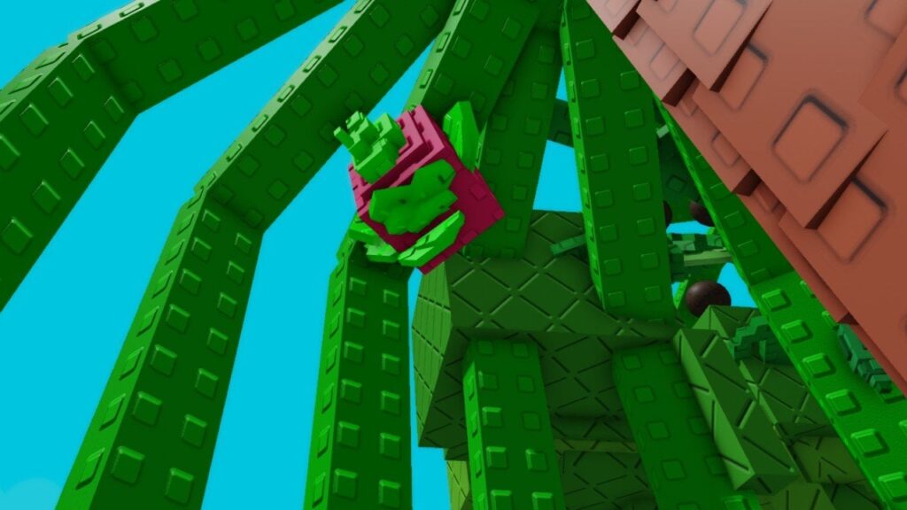 Feature image for our guide where we look at the question, 'How much does a Dragon Fruit sell for in Grow A Garden?' It shows a Dragon Fruit in a tree in-game.