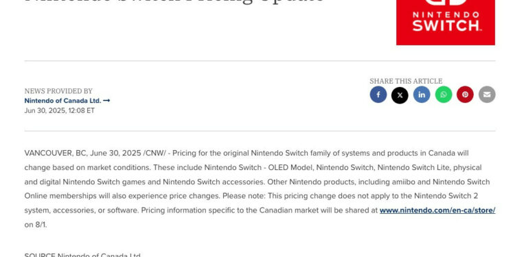 Canadian Transfer 1 Device, Recreation, And Accent Pricing To Be “Adjusted”, Extra Main points On August 1 – Information