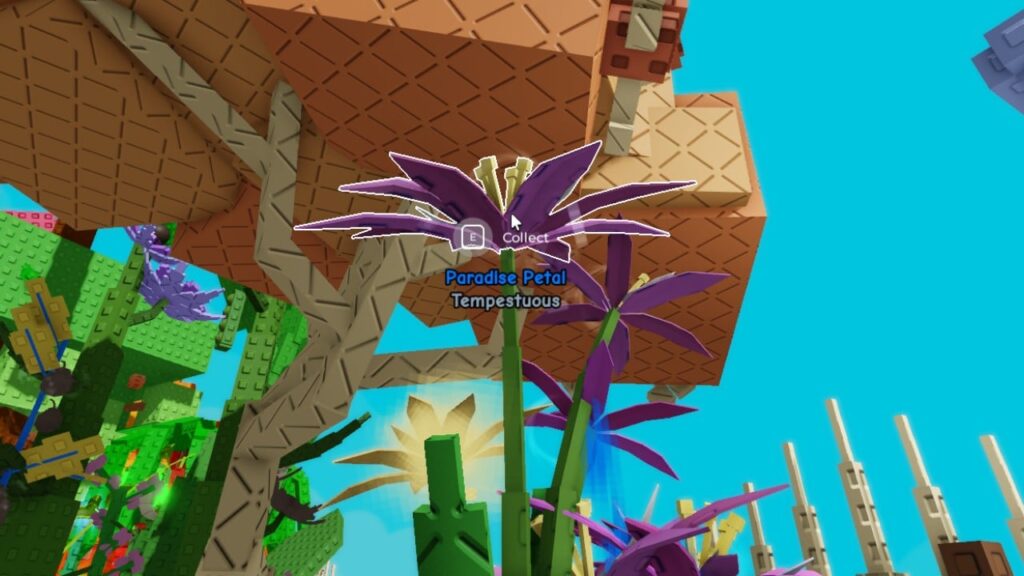 Feature image for our guide on how to get Tempestuous in Grow A Garden. It shows a Paradise Petal in Grow A Garden with the Tempestuous mutation.