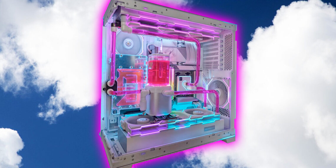 This shocking white gaming PC construct pops with a marginally of bright crimson