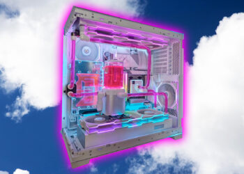 This shocking white gaming PC construct pops with a marginally of bright crimson