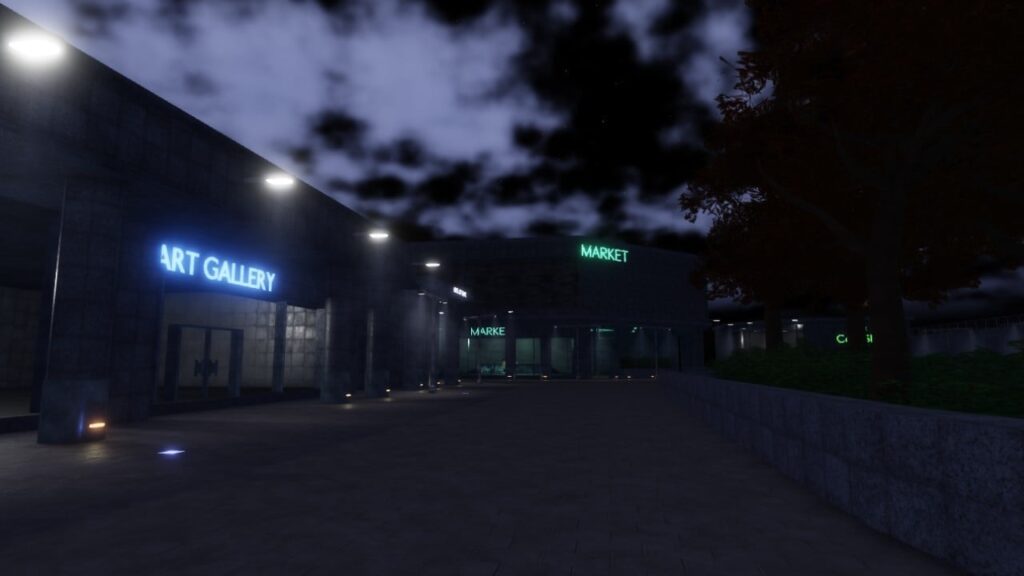 Feature image for our Heads Please update guide. It shows the buildings on the new map with neon signs.