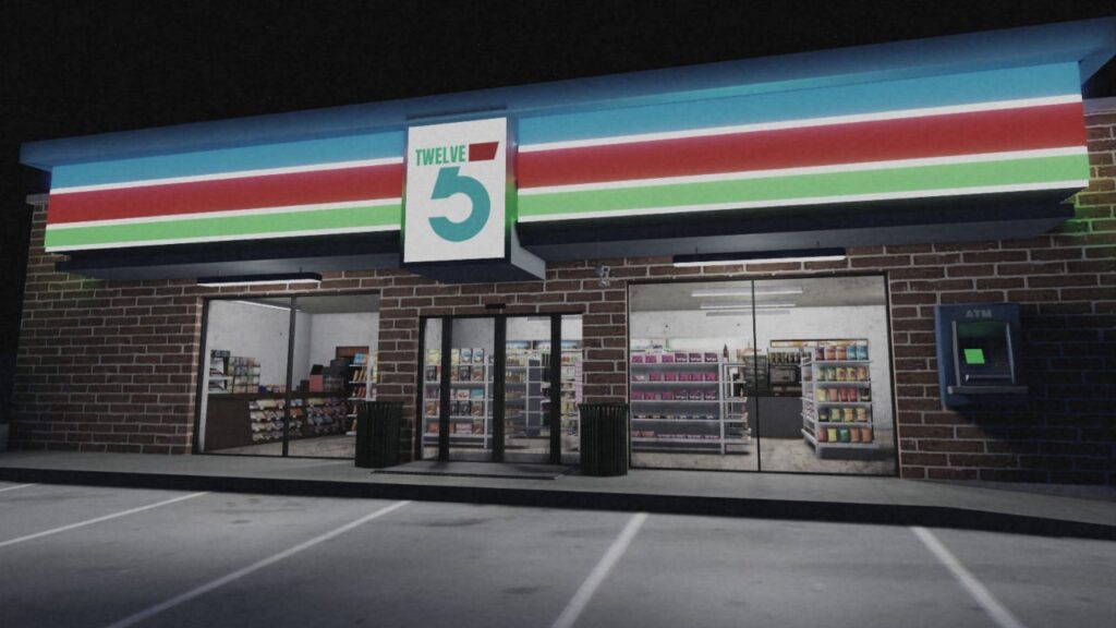Feature image for your Short Creepy Stories Night Shift On Route 90 walkthrough. It shows the front of the convenience store in-game.