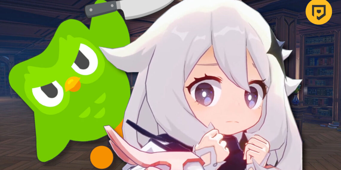 Is the Duolingo owl threatening Paimon from Genshin Have an effect on?