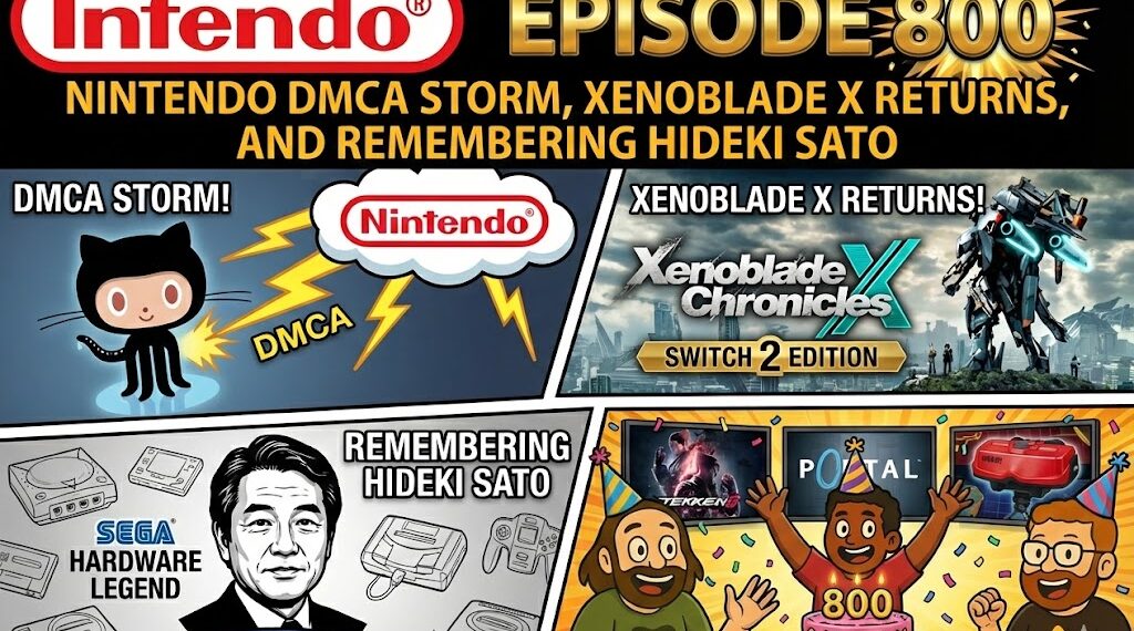 Nintendo hits GitHub with emulator DMCAs, Xenoblade X will get a Transfer 2 version, and we bear in mind Sega legend Hideki Sato.